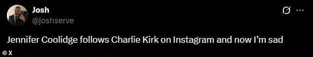 Jennifer Coolidge Faces Backlash After Following Conservative Activist Charlie Kirk, Sparking LGBTQ+ Community Concerns