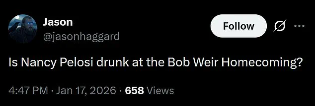 Nancy Pelosi Faces Criticism After Unsteady Performance at Bob Weir Memorial Event