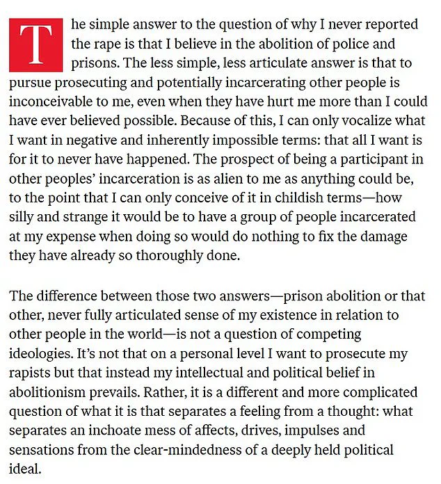 Controversial Decision: Columbia PhD Candidate's Refusal to Report Rape Linked to Prison Abolitionist Beliefs Sparks Debate on Trauma and Systemic Reform