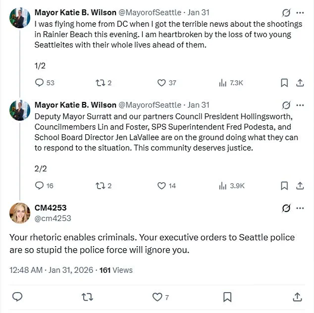 Seattle Mayor Katie Wilson at Center of Controversy Following Double Shooting Near School as Crime Policy Debates Intensify