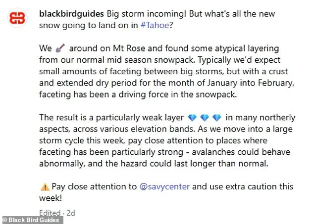 Tragic Irony as Blackbird Mountain Guides' Deleted Comment Promoted Avalanche Courses Amid Tahoe Disaster