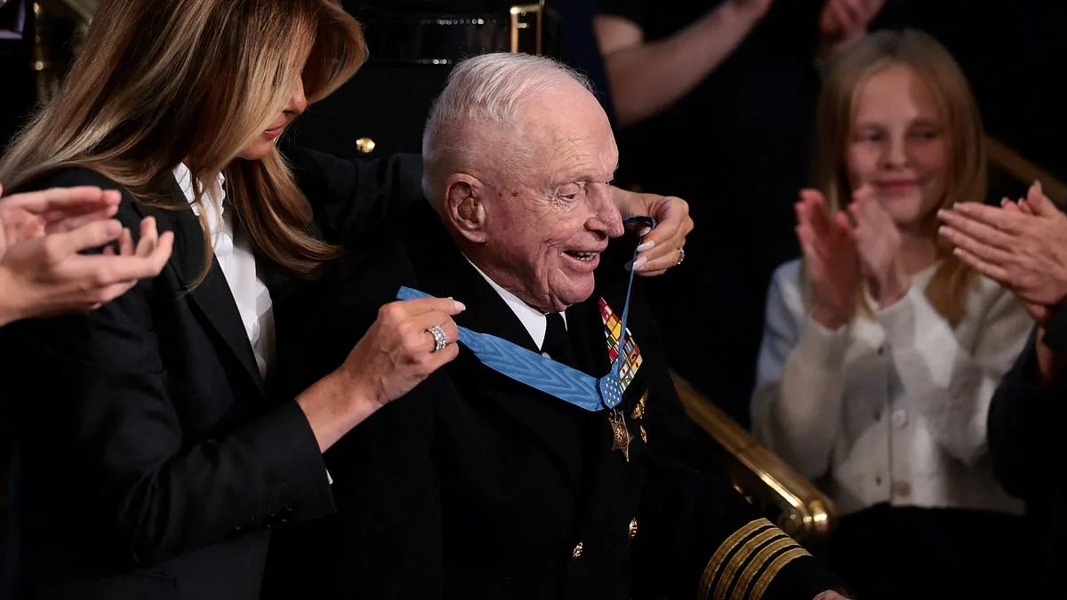 Melania Trump Honors Centenarian Navy Captain with Medal of Honor at State of the Union