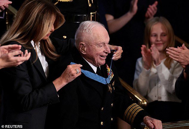 Melania Trump Honors Centenarian Navy Captain with Medal of Honor at State of the Union