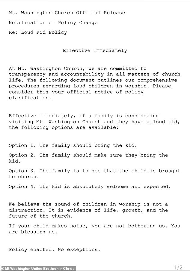 Pennsylvania Church Sparks Nationwide Conversation with Policy Embracing Noisy Children in Worship