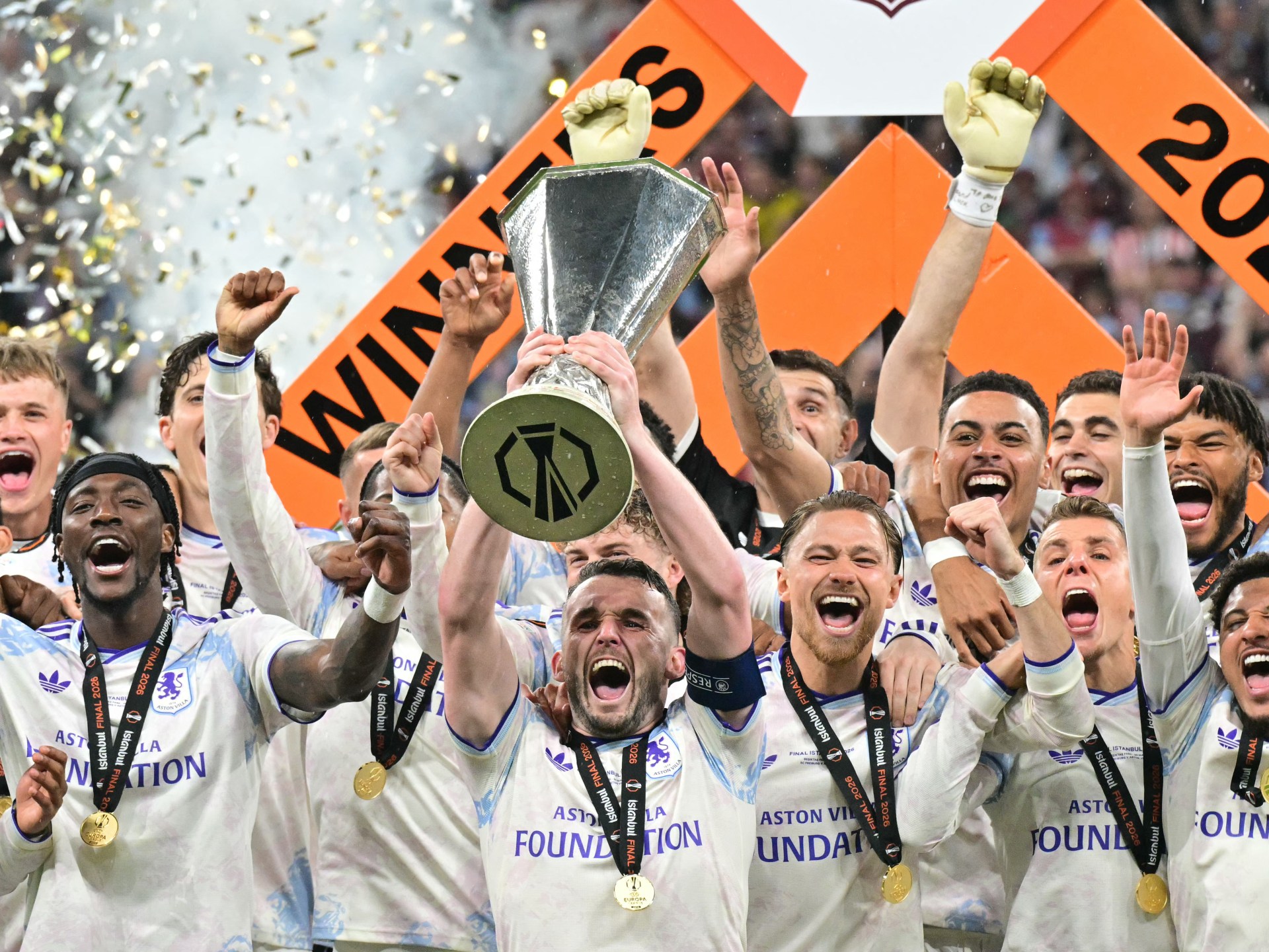 Aston Villa wins first European title in 44 years with 3-0 victory over Freiburg.