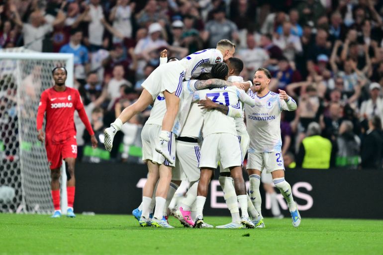 Aston Villa wins first European title in 44 years with 3-0 victory over Freiburg.