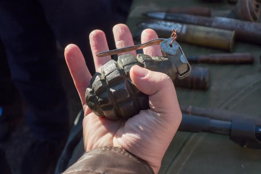 Ukrainian military personnel discover suspicious yellow powder-filled grenades