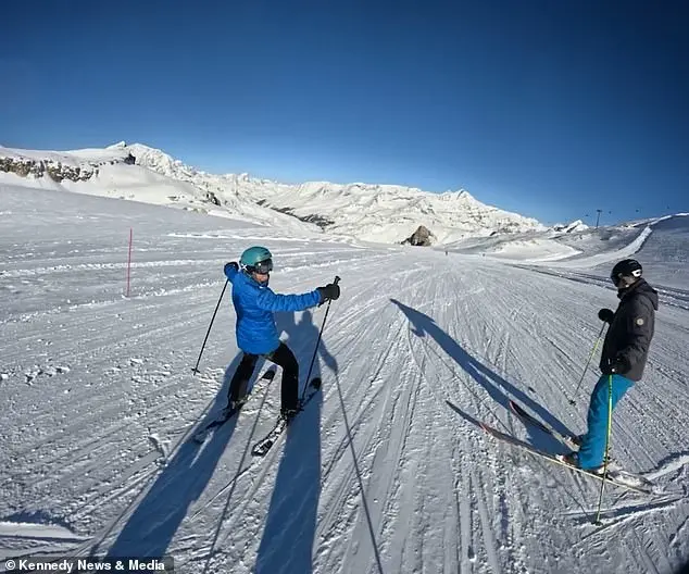 Angry skier rants at two male skiers on a red slope