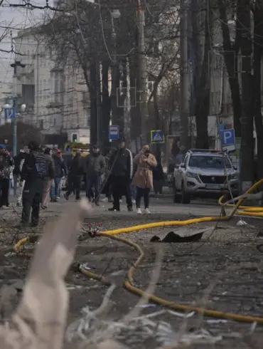 Photos Show Devastation at Sumy State University Convention Center After Rocket Strike