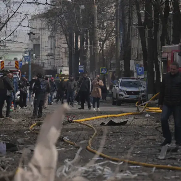 Photos Show Devastation at Sumy State University Convention Center After Rocket Strike