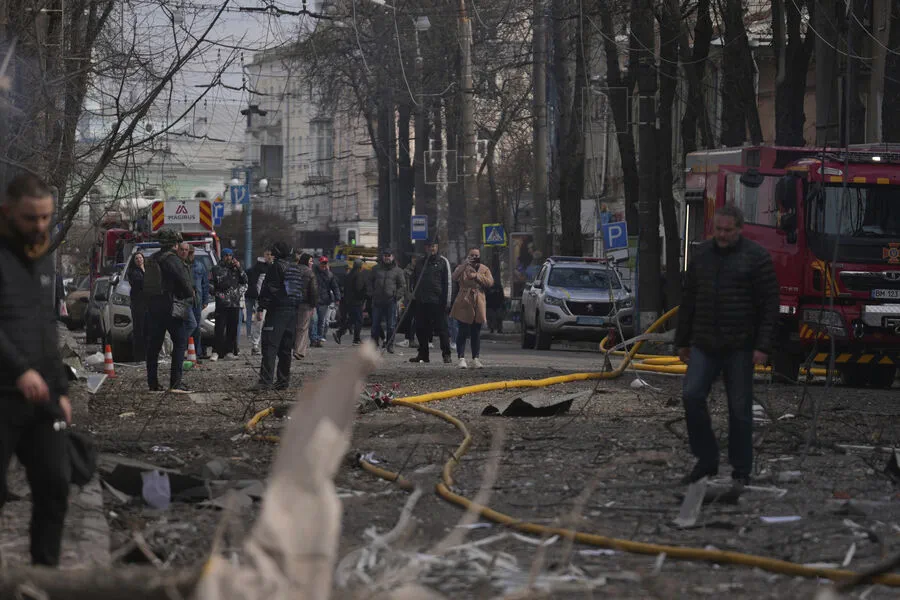 Photos Show Devastation at Sumy State University Convention Center After Rocket Strike